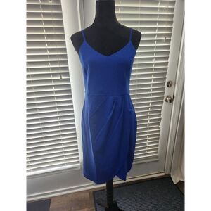 Zalalus Elegant Royal Blue Wrap-Style Dress - Size XL
